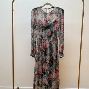 Zara Floral green dress - Size S